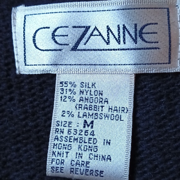 Vintage Cezanne silk angora lambswool soft beaded black gold M - Picture 8 of 9